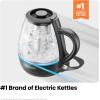 imageChefman Electric Kettle with Tea Infuser 1L 1500W Removable Lid for Easy Cleaning BoilDry Protection Stainless Steel Filter BPA Free Auto Shut Off Hot Water Boiler Small Electric Tea KettleBlack