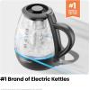 imageChefman Electric Kettle with Tea Infuser 1L 1500W Removable Lid for Easy Cleaning BoilDry Protection Stainless Steel Filter BPA Free Auto Shut Off Hot Water Boiler Small Electric Tea KettleBlack