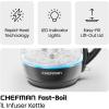 imageChefman Electric Kettle with Tea Infuser 1L 1500W Removable Lid for Easy Cleaning BoilDry Protection Stainless Steel Filter BPA Free Auto Shut Off Hot Water Boiler Small Electric Tea KettleBlack