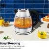 imageChefman Electric Kettle with Temperature Control 5 Presets LED Indicator Lights Removable Tea Infuser Glass Tea Kettle ampamp Hot Water Boiler 360 Swivel Base BPA Free Stainless Steel 18 Liters12L  Stainless Steel  Tea Infuser