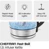 imageChefman Electric Kettle with Temperature Control 5 Presets LED Indicator Lights Removable Tea Infuser Glass Tea Kettle ampamp Hot Water Boiler 360 Swivel Base BPA Free Stainless Steel 18 Liters12L  Stainless Steel  Tea Infuser