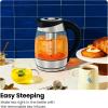 imageChefman Electric Kettle with Temperature Control 5 Presets LED Indicator Lights Removable Tea Infuser Glass Tea Kettle ampamp Hot Water Boiler 360 Swivel Base BPA Free Stainless Steel 18 Liters18L  Temperature Control