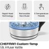 imageChefman Electric Kettle with Temperature Control 5 Presets LED Indicator Lights Removable Tea Infuser Glass Tea Kettle ampamp Hot Water Boiler 360 Swivel Base BPA Free Stainless Steel 18 Liters18L  Temperature Control