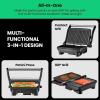 imageChefman Electric Panini Press Grill and Gourmet Sandwich Maker w NonStick Coated Plates Opens 180 Degrees to Fit Any Type or Size Food Dishwasher Safe Removable Drip Tray Stainless SteelBlack