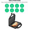 imageChefman Portable Compact Grill Dual Use Panini Press Sandwich Maker Electric Grill Griddle Nonstick Electric Indoor Grill Countertop Panini Maker with Cord Storage Locking Lid Indicator LightsBlack