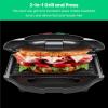 imageChefman Portable Compact Grill Dual Use Panini Press Sandwich Maker Electric Grill Griddle Nonstick Electric Indoor Grill Countertop Panini Maker with Cord Storage Locking Lid Indicator LightsBlack