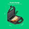 imageChefman Portable Compact Grill Dual Use Panini Press Sandwich Maker Electric Grill Griddle Nonstick Electric Indoor Grill Countertop Panini Maker with Cord Storage Locking Lid Indicator LightsBlack