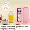 imageIceman Portable Mini Fridge  Fits 6 x 12 oz Cans Cooler and Heater Mini Fridge for Bedroom Car Office Dorm and Skincare ACDC Car PlugCompatible  WhitePink