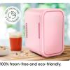 imageIceman Portable Mini Fridge  Fits 6 x 12 oz Cans Cooler and Heater Mini Fridge for Bedroom Car Office Dorm and Skincare ACDC Car PlugCompatible  WhitePink