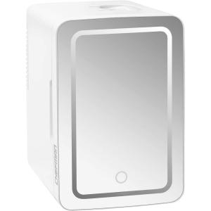 imageChefman  Iceman Mirrored Beauty Fridge With LED Lighting 6L Portable White Mini Refrigerator Skin Care Makeup Storage Chill Cosmetics ampamp Face Masks Small For Desktop Or Travel Cool ampamp Heat