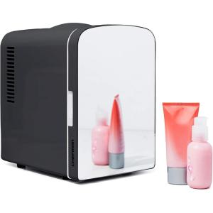 imageChefman  Iceman Portable Mirrored Personal Fridge 4L Mini Refrigerator Skin Care Makeup Storage Beauty Serums ampamp Face Masks Small For Desktop Or Travel Cool ampamp Heat Cosmetic Application Black