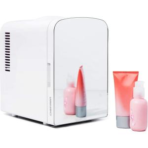 imageChefman  Iceman Portable Mirrored Personal Fridge 4L Mini Refrigerator Skin Care Makeup Storage Beauty Serums ampamp Face Masks Small For Desktop Or Travel Cool ampamp Heat Cosmetic Application White