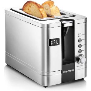 imageChefman 2 Slice Toaster 7 Shade Settings Small Toaster 2 Slice with Removable Crumb Tray Thick Bread Toaster and Bagel Toaster Defrost Cancel Perfect for Toaster Pastries  BlackBasic Digital