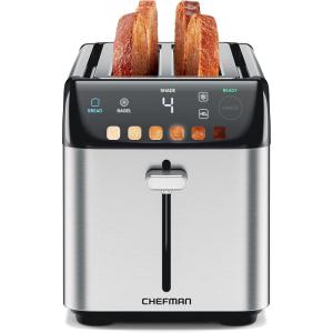 imageChefman 2 Slice Toaster 7 Shade Settings Small Toaster 2 Slice with Removable Crumb Tray Thick Bread Toaster and Bagel Toaster Defrost Cancel Perfect for Toaster Pastries  BlackSmart Touch Digital 4 Slice