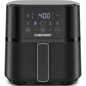 imageChefman Air Fryer  4 QT Compact Airfryer for Quick ampamp Easy Meals in Minutes Features HiFry Technology for Extra Crisp Touchscreen Controls with 4 Presets Nonstick ampamp Dishwasher Safe Basket  BlackBlack