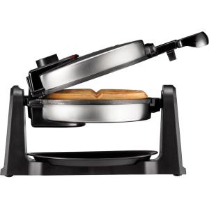 imageChefman AntiOverflow Waffle Maker Belgian Waffle Iron with Seven Crunch Selector Settings MessFree Moat Catches Excess Batter Nonstick Electric Single Griddle Mold Makes 6Inch Round WafflesStainless  Rotating