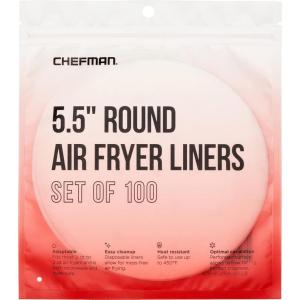 imageChefman Disposable Air Fryer Liners HeatResistant Parchment Paper For Baskets 100 Pack 7 Round55 Round