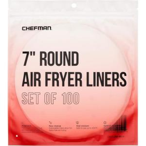 imageChefman Disposable Air Fryer Liners HeatResistant Parchment Paper For Baskets 100 Pack 7 Round7 Round