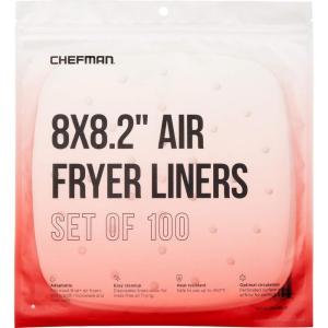 imageChefman Disposable Air Fryer Liners HeatResistant Parchment Paper For Baskets 100 Pack 7 Round8 Square