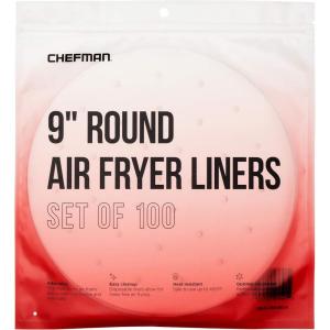 imageChefman Disposable Air Fryer Liners HeatResistant Parchment Paper For Baskets 100 Pack 7 Round9 Round