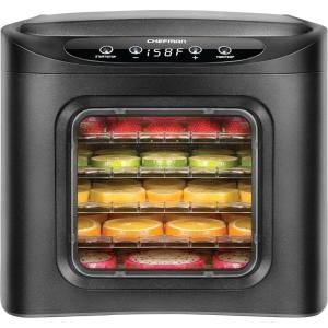 imageChefman Food Dehydrator Machine Touch Screen Electric MultiTier Preserver Meat or Beef Jerky Maker Fruit Leather Vegetable Dryer w 6 Slide Out Drying Rack Trays ampamp Transparent Door Black6 Tray