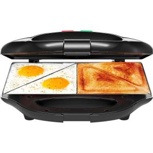 imageChefman Portable Compact Grill Dual Use Panini Press Sandwich Maker Electric Grill Griddle Nonstick Electric Indoor Grill Countertop Panini Maker with Cord Storage Locking Lid Indicator LightsSandwich