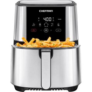 imageChefman TurboFry Touch Air Fryer XL 8Qt Family Size OneTouch Digital Control Presets French Fries Chicken Meat Fish Nonstick DishwasherSafe Parts Automatic Shutoff Stainless SteelStainless Steel