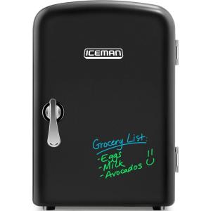 imageIceman Portable Mini Fridge  Fits 6 x 12 oz Cans Cooler and Heater Mini Fridge for Bedroom Car Office Dorm and Skincare ACDC Car PlugCompatible  WhiteBlack Dry Erase