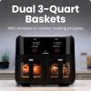imageCHEFMAN 6 Quart Dual Basket Air Fryer Oven with Easy View Windows Sync Finish HiFry Auto Shutoff 2 Independent 3Qt Nonstick Dishwasher Safe Frying Baskets Digital Double Air Fryer  Black