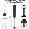 imageCHEFMAN Cordless Portable Immersion Blender 5in1 Blender Set Ice Crushing Power with OneTouch Speed Control Comes with Potato Masher Whisk Chopper Beaker and Storage Case Stainless Steel