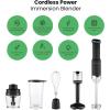 imageCHEFMAN Cordless Portable Immersion Blender 5in1 Blender Set Ice Crushing Power with OneTouch Speed Control Comes with Potato Masher Whisk Chopper Beaker and Storage Case Stainless Steel