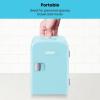 imageChefman  Iceman Mini Portable Blue Personal Fridge Cools Or Heats ampamp Provides Compact Storage For Skincare Snacks Or 6 12oz Cans W A Lightweight 4liter Capacity To Take On The Go