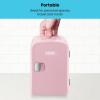 imageChefman  Iceman Mini Portable Pink Personal Fridge Cools Or Heats ampamp Provides Compact Storage For Skincare Snacks Or 6 12oz Cans W A Lightweight 4liter Capacity To Take On The Go Pink