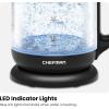 imageChefman 1L Electric Tea Kettle with LED Lights Automatic Shut Off Removable Lid BoilDry Protection Hot Water Electric Kettle Water Boiler Electric Kettles for Boiling Water17L  Glass Electric Kettle