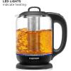 imageChefman 1L Electric Tea Kettle with LED Lights Automatic Shut Off Removable Lid BoilDry Protection Hot Water Electric Kettle Water Boiler Electric Kettles for Boiling Water17L  Glass Electric Kettle w Tea Infuser