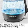 imageChefman 1L Electric Tea Kettle with LED Lights Automatic Shut Off Removable Lid BoilDry Protection Hot Water Electric Kettle Water Boiler Electric Kettles for Boiling Water1L  Glass Electric Kettle