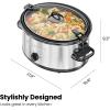 imageChefman 6 Quart Slow Cooker with Locking Lid Ceramic Crock with Portable Cook and Carry Travel Latching Lock Large Easy Clean Dishwasher Safe Pot Insert Manual 3 Heat Settings Stainless Steel