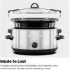 imageChefman 6 Quart Slow Cooker with Locking Lid Ceramic Crock with Portable Cook and Carry Travel Latching Lock Large Easy Clean Dishwasher Safe Pot Insert Manual 3 Heat Settings Stainless Steel
