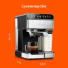imageChefman 6in1 Espresso Machine with BuiltIn Milk Frother 15BAR Pump Digital Display OneTouch Single or Double Shot for Cappuccinos and Lattes XL 18L Water Reservoir Stainless SteelStainless  Builtin Milk Forther