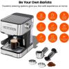 imageChefman 6in1 Espresso Machine with Steamer OneTouch Single or Double Shot Maker Coffee Cappuccino Machine Latte BuiltIn Milk Frother Stainless Steel