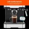 imageChefman 6in1 Espresso Machine with Steamer OneTouch Single or Double Shot Maker Coffee Cappuccino Machine Latte BuiltIn Milk Frother Stainless Steel