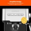 imageChefman 6in1 Espresso Machine with Steamer OneTouch Single or Double Shot Maker Coffee Cappuccino Machine Latte BuiltIn Milk Frother Stainless Steel
