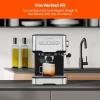 imageChefman 6in1 Espresso Machine with Steamer OneTouch Single or Double Shot Maker Coffee Cappuccino Machine Latte BuiltIn Milk Frother Stainless Steel