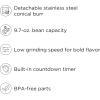 imageChefman Coffee Grinder Electric Burr Mill  Freshly Grinds Up to 28oz Beans Large Hopper with 17 Grinding Options for 212 Cups Easy One Touch Operation Cleaning Brush Included Black31 Grinding Options  Digital