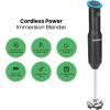 imageChefman Cordless Portable Immersion Blender with OneTouch Speed Control  Quick Mix for Shakes Smoothies Soups Dips Sauces  Black  Stainless Steel Blades  BPAFree  Dishwasher Safe