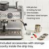 imageChefman Crema Supreme 15 Bar Espresso Machine with Milk Frother Barista Steam Wand Professional Coffee Maker with Coffee Grinder 30 Grind Settings 3L Removable Water Tank  Stainless Steel