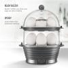 imageChefman Electric Egg Cooker Boiler Rapid EggMaker ampamp Poacher Food ampamp Vegetable Steamer Quickly Makes 12 Eggs Hard or Soft Boiled Poaching and Omelet Trays Included Ready Signal BPAFree BlackGrey