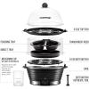 imageChefman Electric Egg Cooker Boiler Rapid EggMaker ampamp Poacher Food ampamp Vegetable Steamer Quickly Makes 12 Eggs Hard or Soft Boiled Poaching and Omelet Trays Included Ready Signal BPAFree BlackBlack