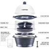 imageChefman Electric Egg Cooker Boiler Rapid EggMaker ampamp Poacher Food ampamp Vegetable Steamer Quickly Makes 12 Eggs Hard or Soft Boiled Poaching and Omelet Trays Included Ready Signal BPAFree BlackMidnight Blue