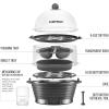 imageChefman Electric Egg Cooker Boiler Rapid EggMaker ampamp Poacher Food ampamp Vegetable Steamer Quickly Makes 12 Eggs Hard or Soft Boiled Poaching and Omelet Trays Included Ready Signal BPAFree BlackGrey